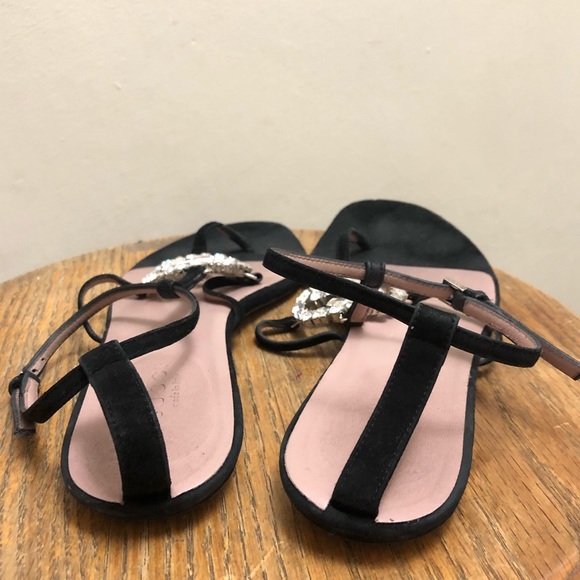 Gucci Suede Crystal GG Thong Sandal - Picture 7 of 14